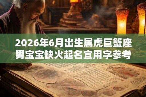 2026年6月出生属虎巨蟹座男宝宝缺火起名宜用字参考