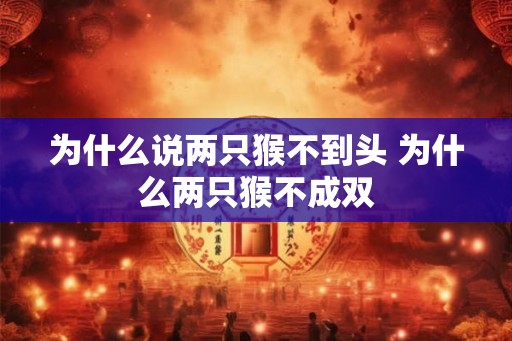 为什么说两只猴不到头 为什么两只猴不成双