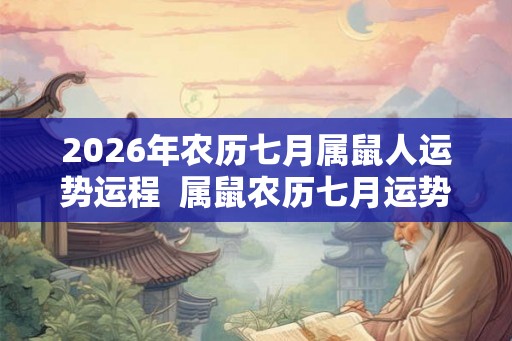 2026年农历七月属鼠人运势运程  属鼠农历七月运势好不好