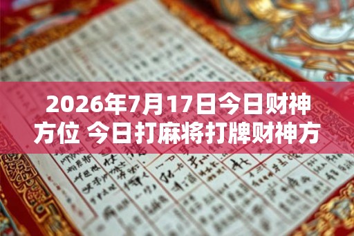2026年7月17日今日财神方位 今日打麻将打牌财神方位！