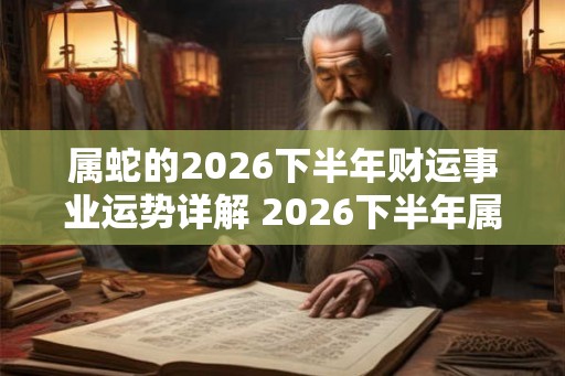 属蛇的2026下半年财运事业运势详解 2026下半年属蛇的金钱运势分析