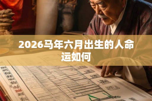 2026马年六月出生的人命运如何