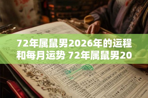 72年属鼠男2026年的运程和每月运势 72年属鼠男2026年运势及月运如何