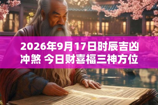 2026年9月17日时辰吉凶冲煞 今日财喜福三神方位查询
