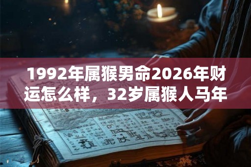 1992年属猴男命2026年财运怎么样,32岁属猴人马年事业运 1992年属猴男命2026年财运怎么样,32岁属猴人马年事业运