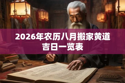 2026年农历八月搬家黄道吉日一览表