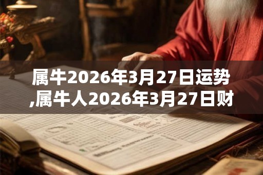 属牛2026年3月27日运势,属牛人2026年3月27日财运,生肖牛2026年3月27日运势