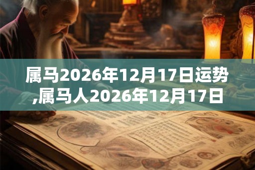 属马2026年12月17日运势,属马人2026年12月17日财运,生肖马2026年12月17日运势 属马2026年12月17日运势,属马人2026年12月17日财运,生肖马2026年12月17日运势