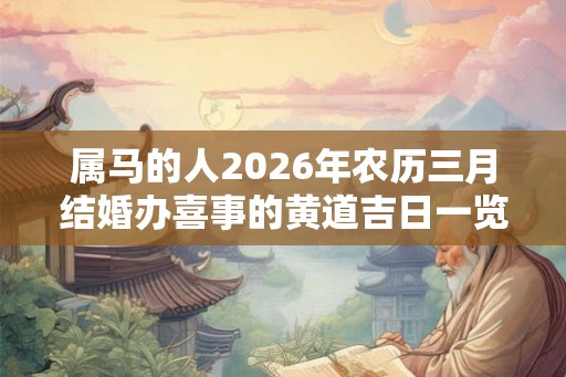 属马的人2026年农历三月结婚办喜事的黄道吉日一览！