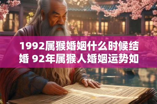1992属猴婚姻什么时候结婚 92年属猴人婚姻运势如何