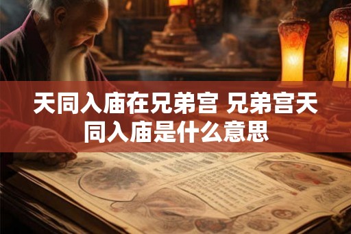 天同入庙在兄弟宫 兄弟宫天同入庙是什么意思