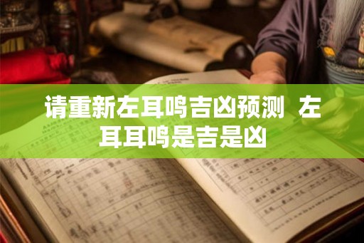 请重新左耳鸣吉凶预测 左耳耳鸣是吉是凶 请重新左耳鸣吉凶预测 左耳耳鸣是吉是凶