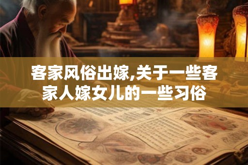 客家风俗出嫁,关于一些客家人嫁女儿的一些习俗