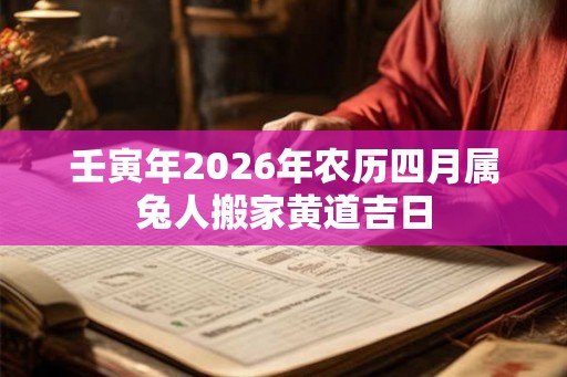 壬寅年2026年农历四月属兔人搬家黄道吉日