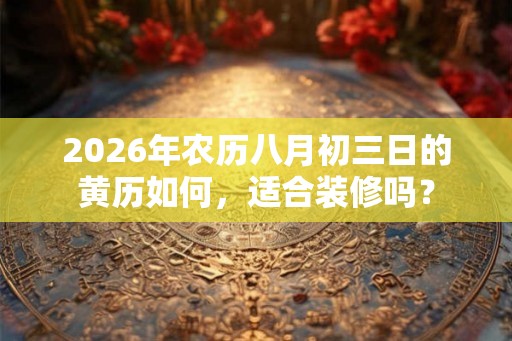 2026年农历八月初三日的黄历如何，适合装修吗？