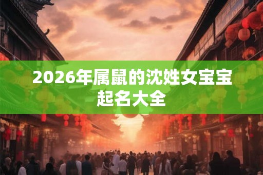 2026年属鼠的沈姓女宝宝起名大全