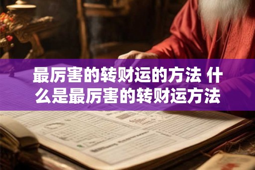 最厉害的转财运的方法 什么是最厉害的转财运方法
