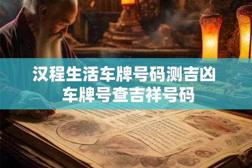 汉程生活车牌号码测吉凶  车牌号查吉祥号码