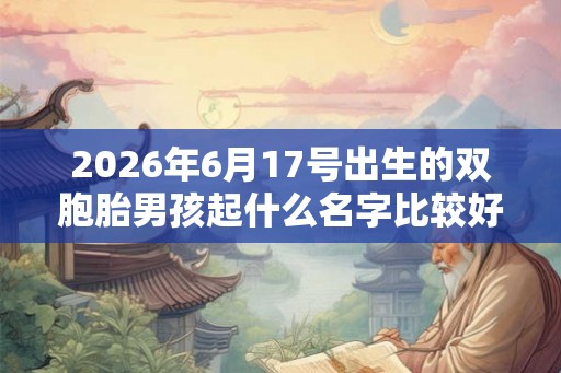 2026年6月17号出生的双胞胎男孩起什么名字比较好，五行属什么