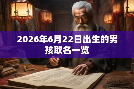 2026年6月22日出生的男孩取名一览