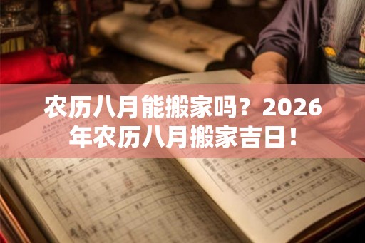 农历八月能搬家吗？2026年农历八月搬家吉日！