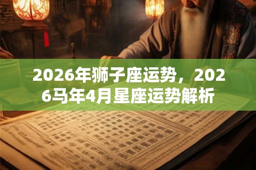 2026年狮子座运势，2026马年4月星座运势解析