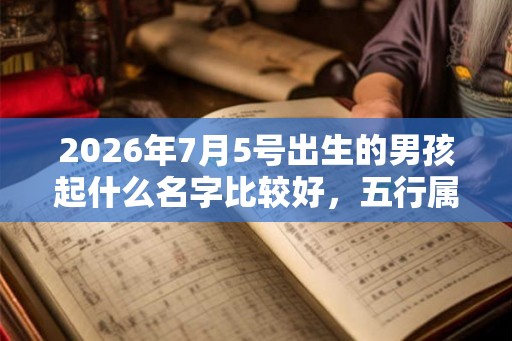 2026年7月5号出生的男孩起什么名字比较好，五行属什么