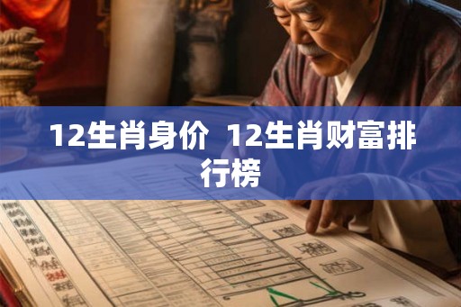 12生肖身价  12生肖财富排行榜