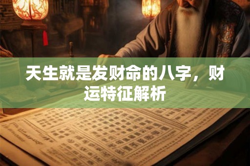 天生就是发财命的八字,财运特征解析 天生就是发财命的八字,财运特征解析