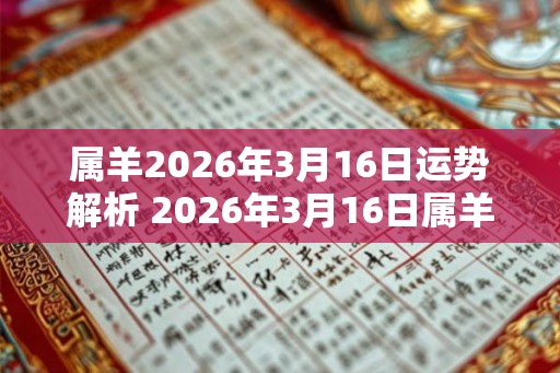 属羊2026年3月16日运势解析 2026年3月16日属羊运势分析