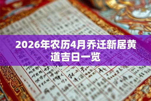 2026年农历4月乔迁新居黄道吉日一览 2026年农历4月乔迁新居黄道吉日一览