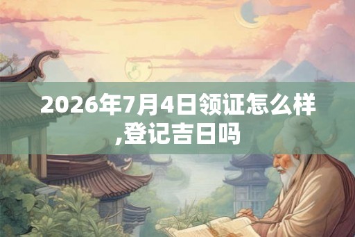 2026年7月4日领证怎么样,登记吉日吗