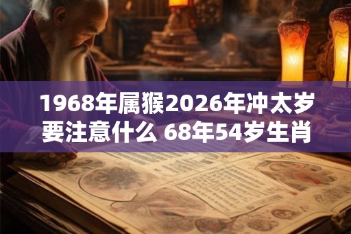 1968年属猴2026年冲太岁要注意什么 68年54岁生肖猴逢虎年运势如何