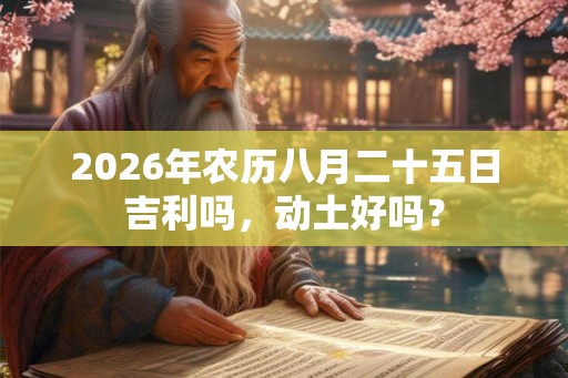 2026年农历八月二十五日吉利吗，动土好吗？