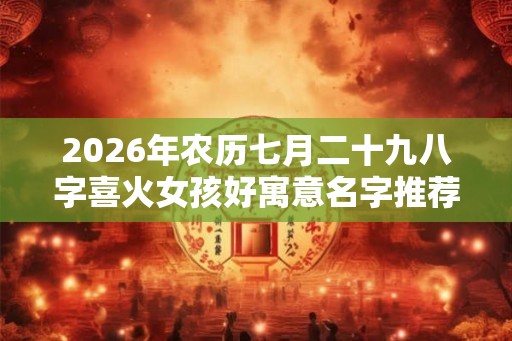 2026年农历七月二十九八字喜火女孩好寓意名字推荐
