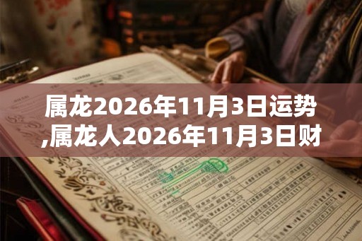 属龙2026年11月3日运势,属龙人2026年11月3日财运,生肖龙2026年11月3日运势