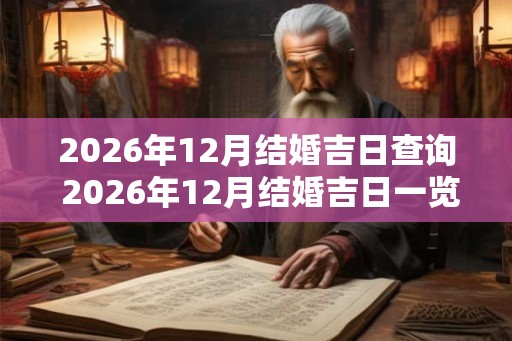 2026年12月结婚吉日查询 2026年12月结婚吉日一览表
