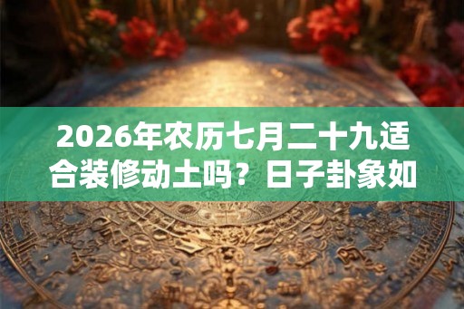 2026年农历七月二十九适合装修动土吗？日子卦象如何？
