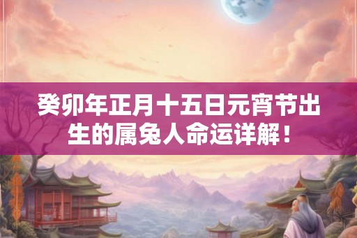 癸卯年正月十五日元宵节出生的属兔人命运详解！