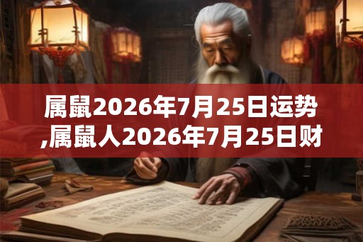 属鼠2026年7月25日运势,属鼠人2026年7月25日财运,生肖鼠2026年7月25日运势
