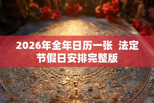 2026年全年日历一张  法定节假日安排完整版