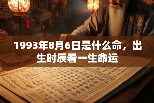 1993年8月6日是什么命，出生时辰看一生命运