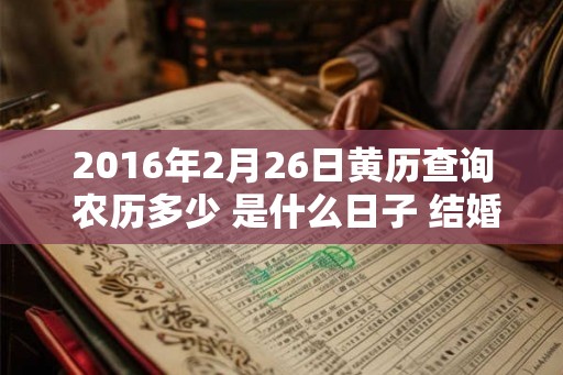 2016年2月26日黄历查询 农历多少 是什么日子 结婚吉时 2016年2月26日黄历查询 农历多少 是什么日子 结婚吉时