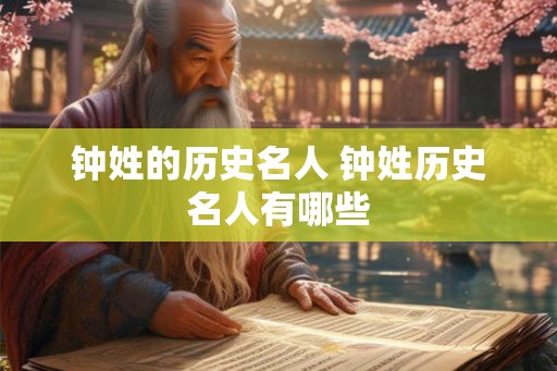 钟姓的历史名人 钟姓历史名人有哪些