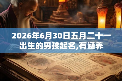 2026年6月30日五月二十一出生的男孩起名,有涵养