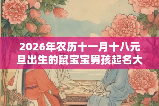 2026年农历十一月十八元旦出生的鼠宝宝男孩起名大全