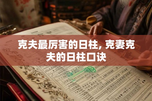 克夫最厉害的日柱, 克妻克夫的日柱口诀