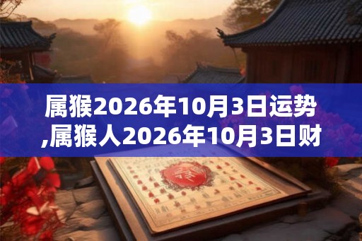 属猴2026年10月3日运势,属猴人2026年10月3日财运,生肖猴2026年10月3日运势