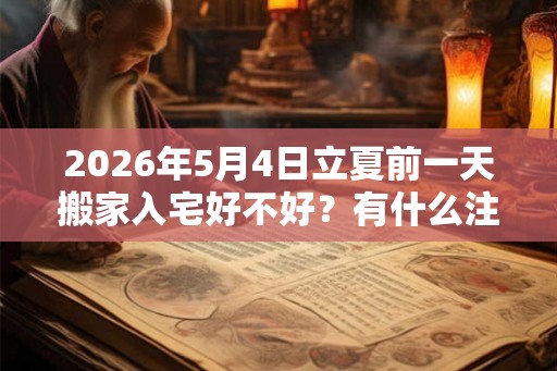 2026年5月4日立夏前一天搬家入宅好不好?有什么注意事项? 2026年5月4日立夏前一天搬家入宅好不好?有什么注意事项?
