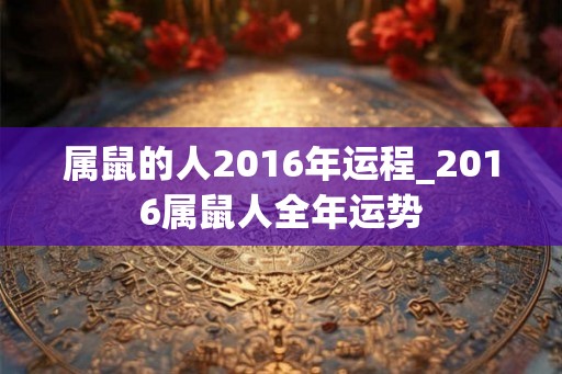属鼠的人2016年运程_2016属鼠人全年运势